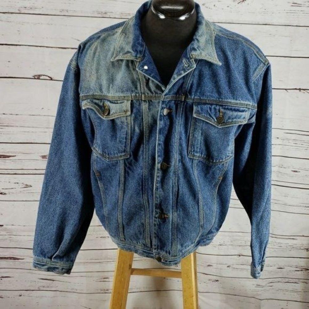 Sun belt denim vtg XL blue trucker Jean Jacket‎